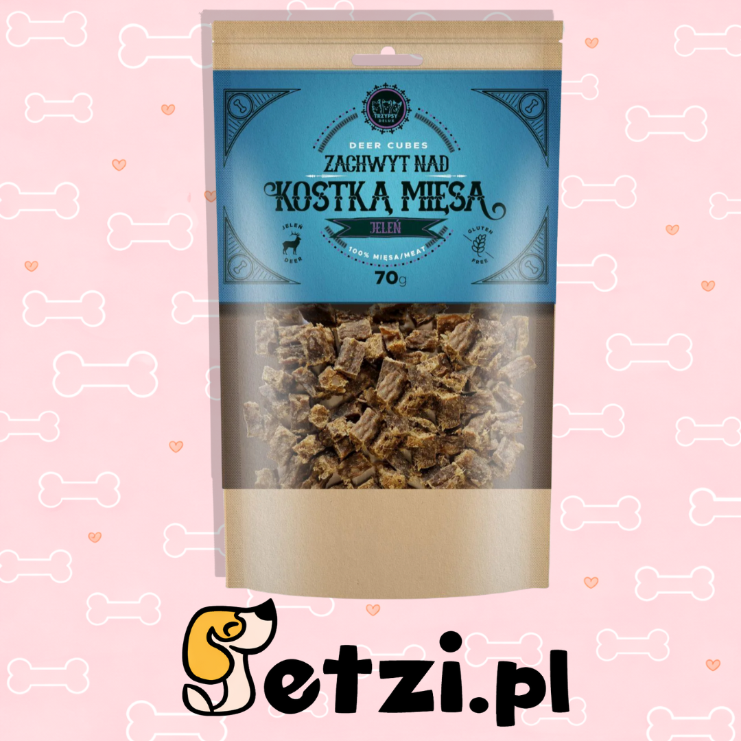 HAPPY SNACKY ZACHWYT NAD KOSTKĄ MIĘSA PRZYSMAKI DLA PSA Z JELENIA 70G