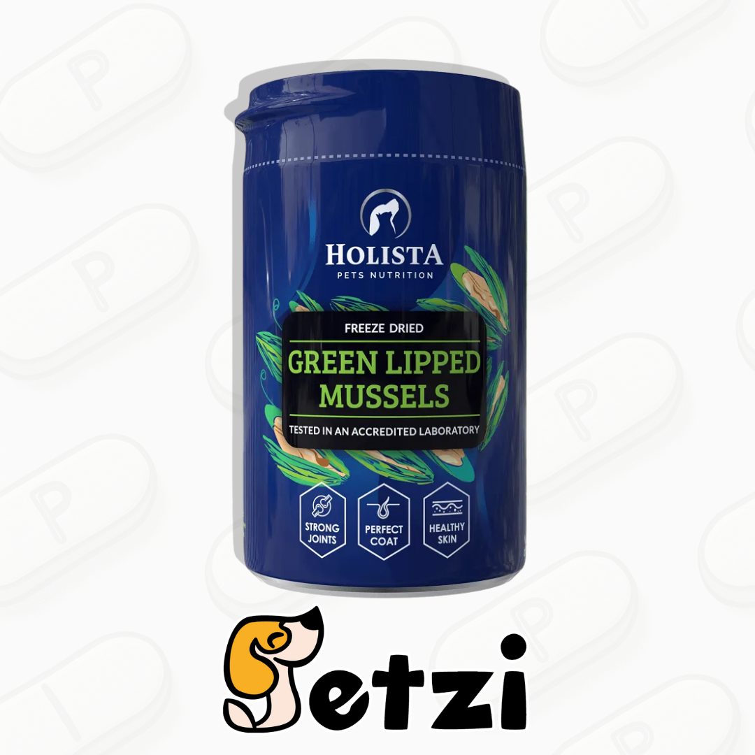 HOLISTA GREEN LIPPED MUSSEL - LIOFILIZOWANA, SPROSZKOWANA MAŁŻA NOWOZELANDZKA DLA PSÓW I KOTÓW, 100G