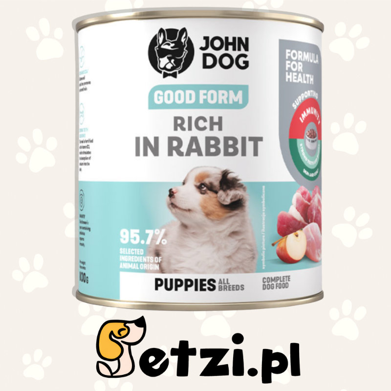 JOHN DOG GOOD FORM JUNIOR MOKRA KARMA DLA PSA BOGATA W KRÓLIKA 800G