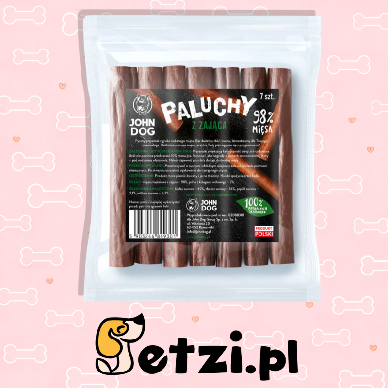 JOHN DOG PRZYSMAKI DLA PSA PALUCH Z ZAJĄCA 7 SZT.