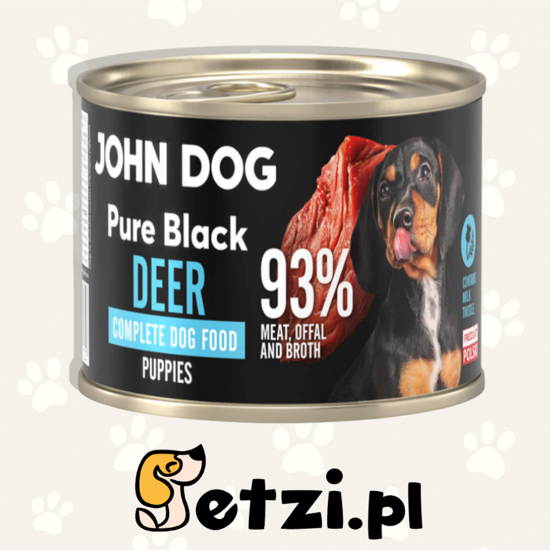 JOHN DOG PURE BLACK JUNIOR MOKRA KARMA DLA PSA JELEŃ 200G