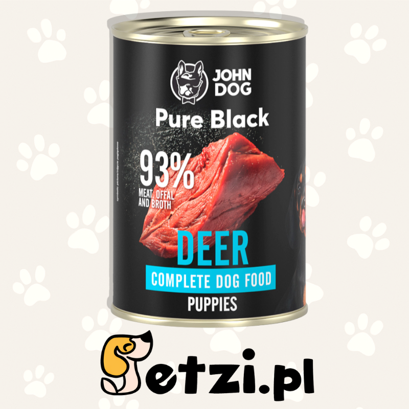 JOHN DOG PURE BLACK JUNIOR MOKRA KARMA DLA PSA JELEŃ 400 G