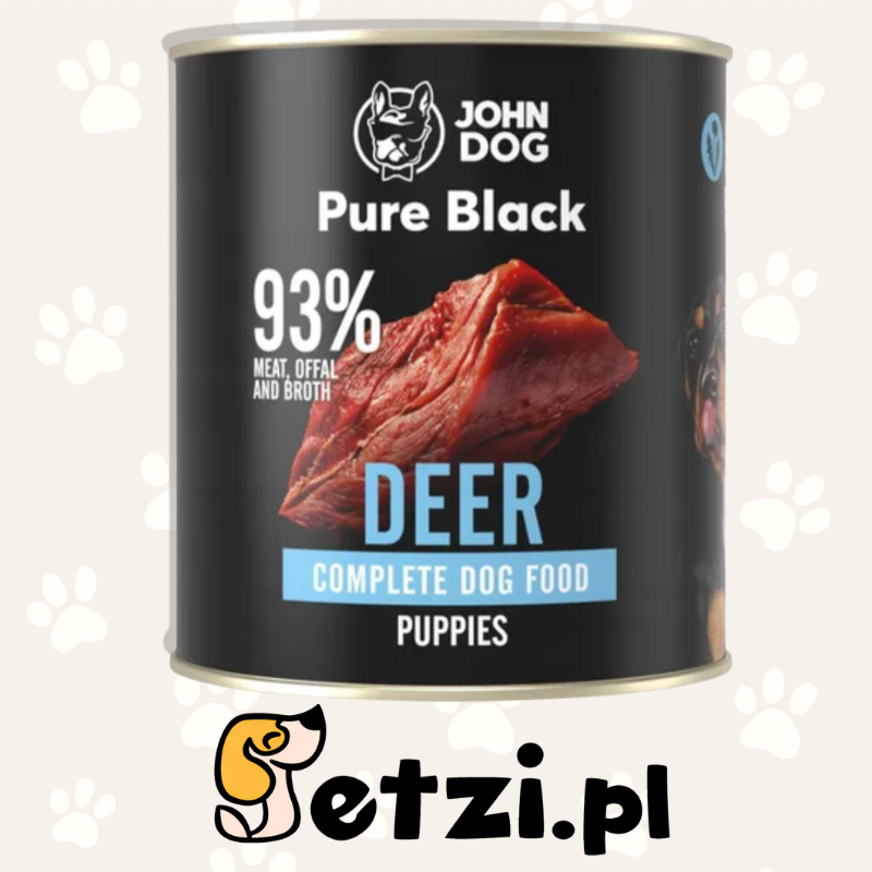 JOHN DOG PURE BLACK JUNIOR MOKRA KARMA DLA PSA JELEŃ 800 G