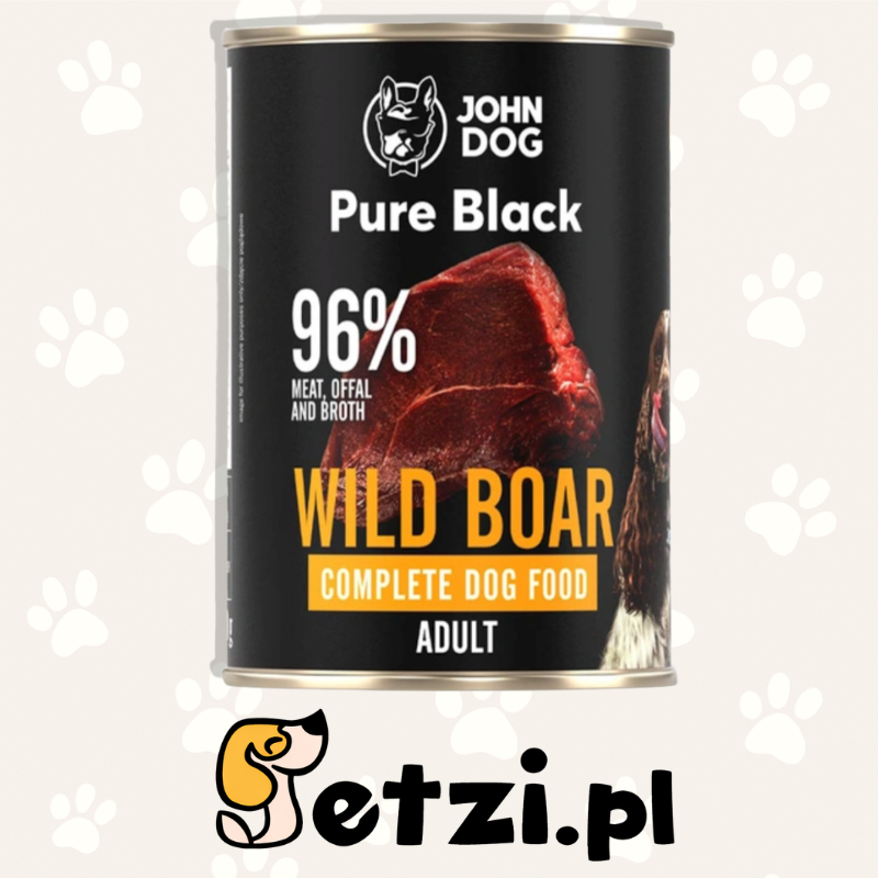 JOHN DOG PURE BLACK MOKRA KARMA DLA PSA DZIK 400 G