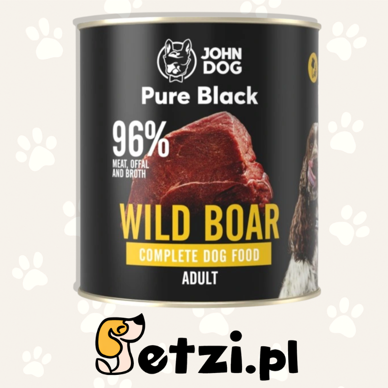 JOHN DOG PURE BLACK MOKRA KARMA DLA PSA DZIK 800 G