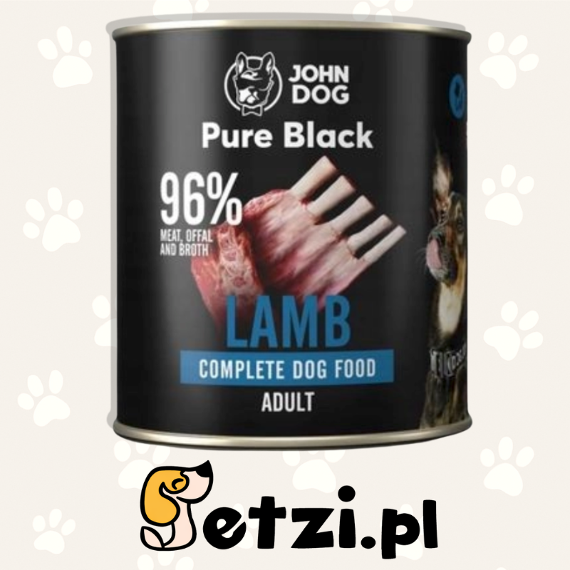 JOHN DOG PURE BLACK MOKRA KARMA DLA PSA JAGNIĘCINA 800 G