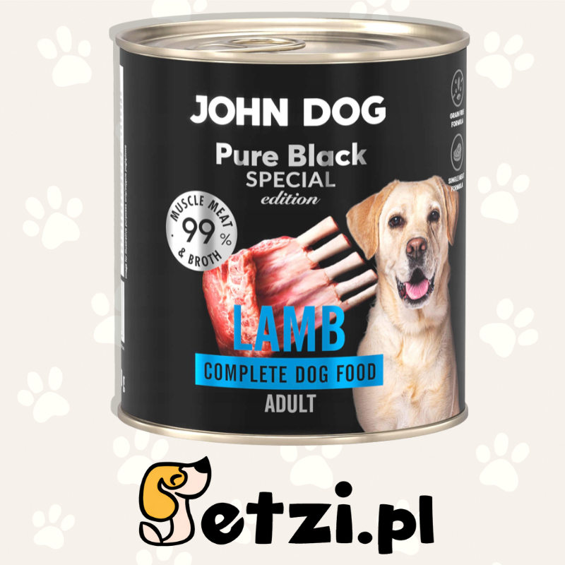 JOHN DOG PURE BLACK SE MOKRA KARMA DLA PSA JAGNIĘCINA 800G