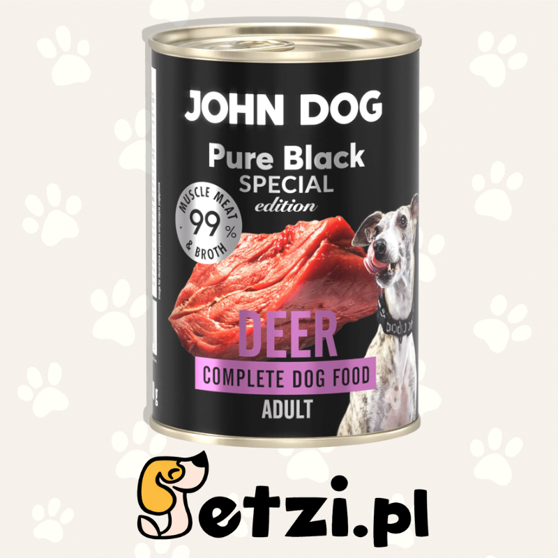 JOHN DOG PURE BLACK SE MOKRA KARMA DLA PSA JELEŃ 400 G