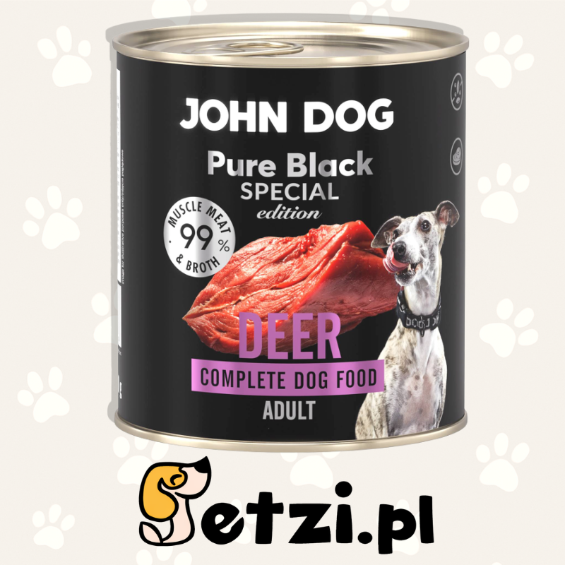 JOHN DOG PURE BLACK SE MOKRA KARMA DLA PSA JELEŃ 800 G