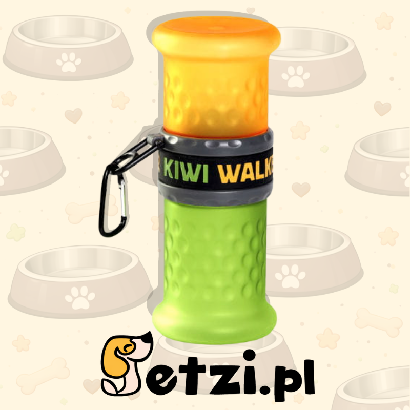 KIWI WALKER TRAVEL BOTTLE 2IN1 BUTELKA NA WODĘ I KARMĘ ZIELONO-POMARAŃCZOWA