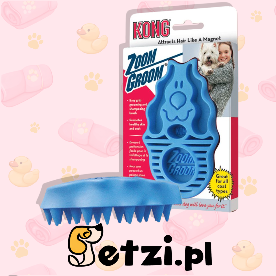 KONG ZOOM GROOM - GUMOWA SZCZOTKA DO PIELĘGNACJI SIERŚCI I MASAŻU DLA PSA
