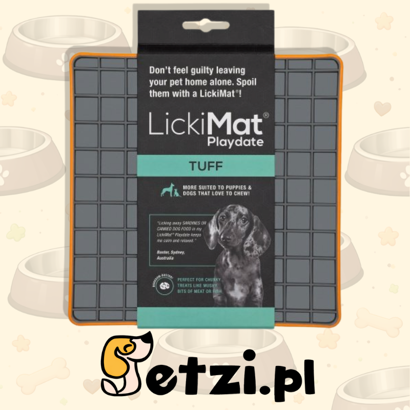 LICKIMAT TUFF PLAYDATE POMARAŃCZOWA – TWARDZSZA MATA DO LIZANIA DLA PSA I KOTA