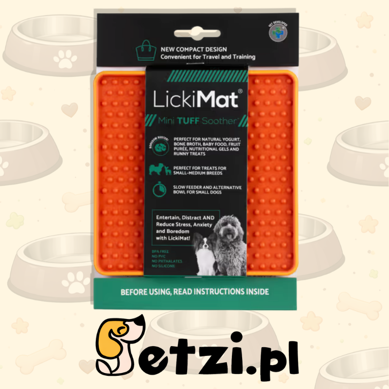 LICKIMAT TUFF SOOTHER POMARAŃCZOWA – TWARDZSZA MATA DO LIZANIA DLA PSA I KOTA