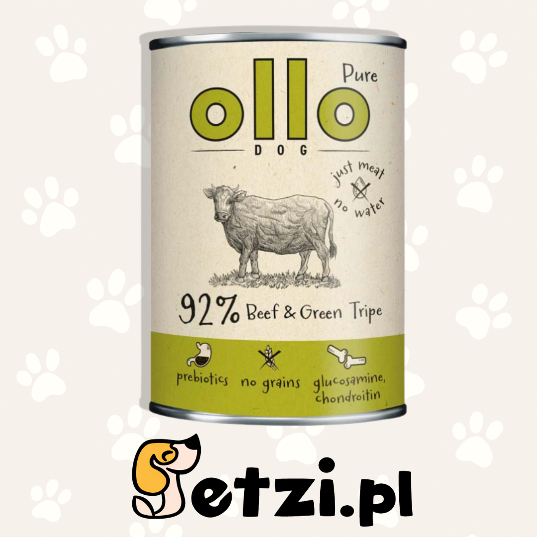 OLLO PURE MOKRA KARMA DLA PSA WOŁOWINA I ZIELONE ŻWACZE 400G