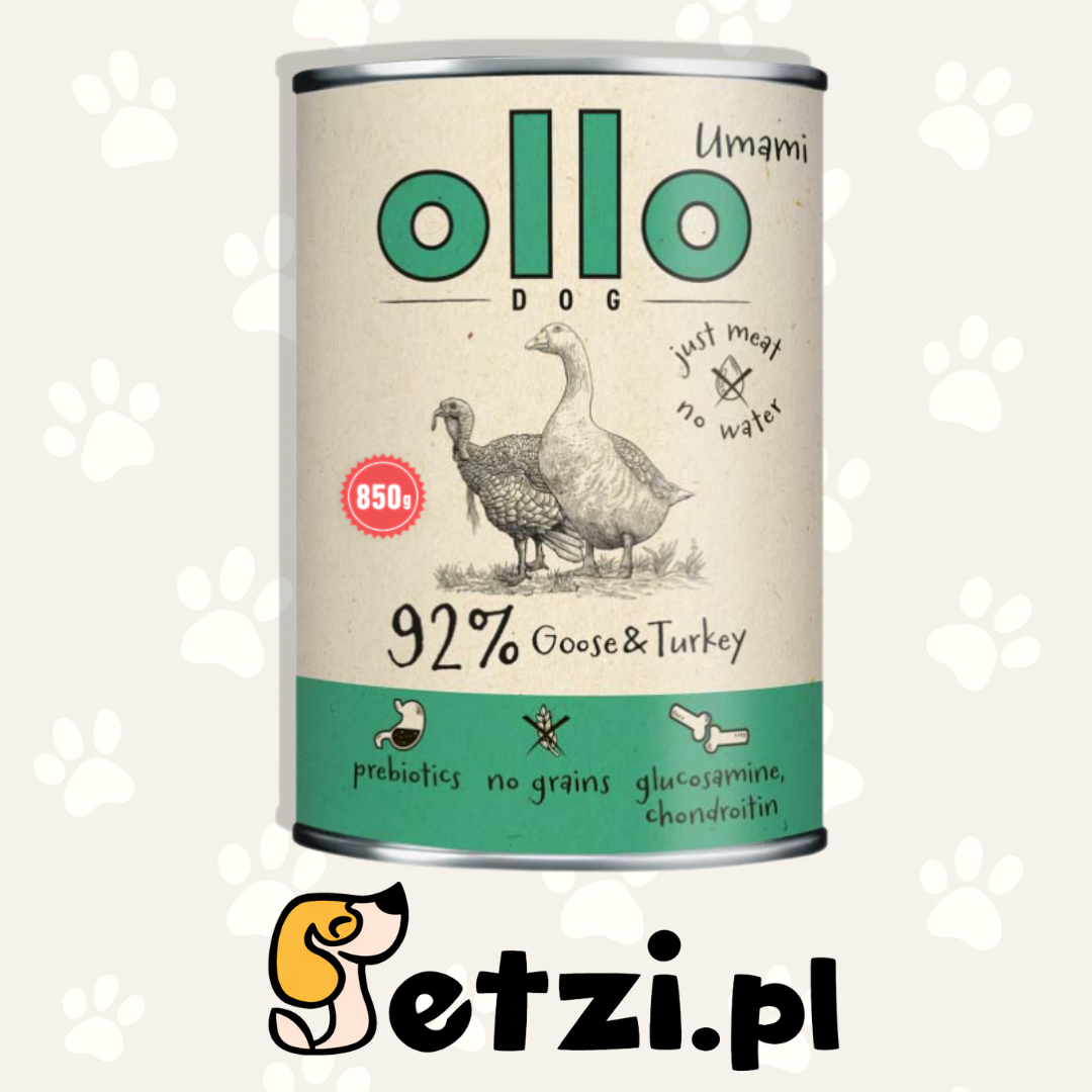 OLLO UMAMI MOKRA KARMA DLA PSA GĘŚ I INDYK 850G