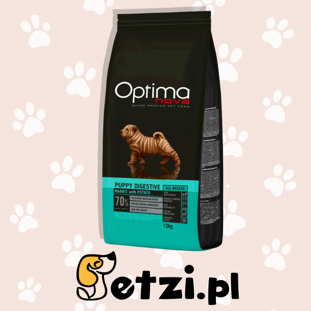 OPTIMANOVA DIGESTIVE PUPPY SUCHA KARMA DLA PSA RABBIT POTATO 12KG