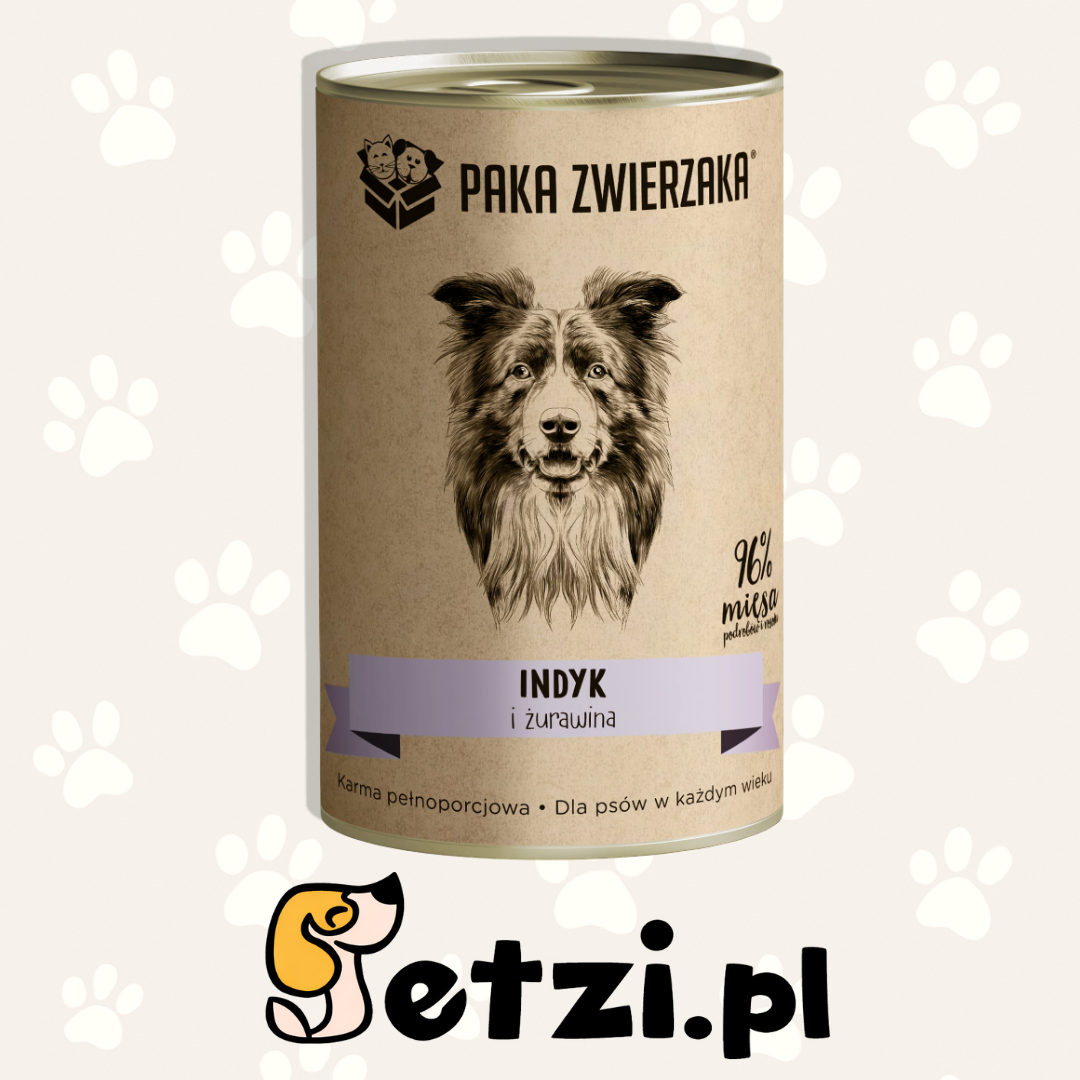 PAKA ZWIERZAKA MOKRA KARMA DLA PSA INDYK I ŻURAWINA 400G
