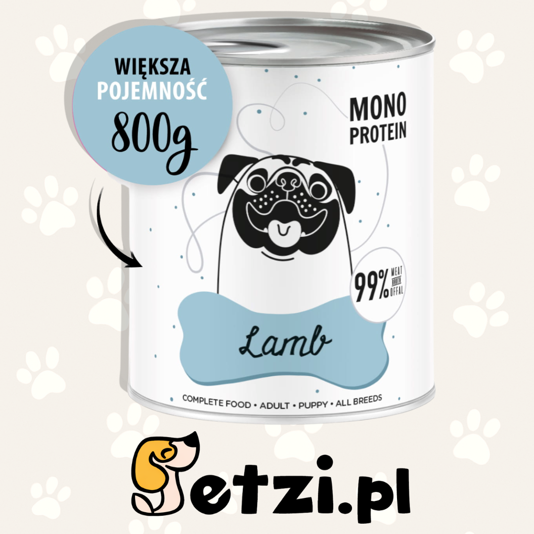 PAKA ZWIERZAKA PEPE MOKRA KARMA DLA PSA JAGNIĘCINA 800G