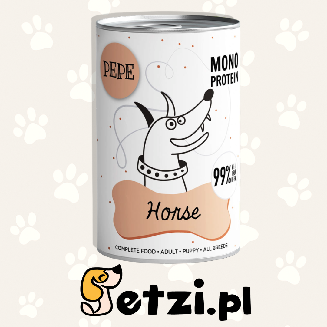 PAKA ZWIERZAKA PEPE MOKRA KARMA DLA PSA KONINA 400G