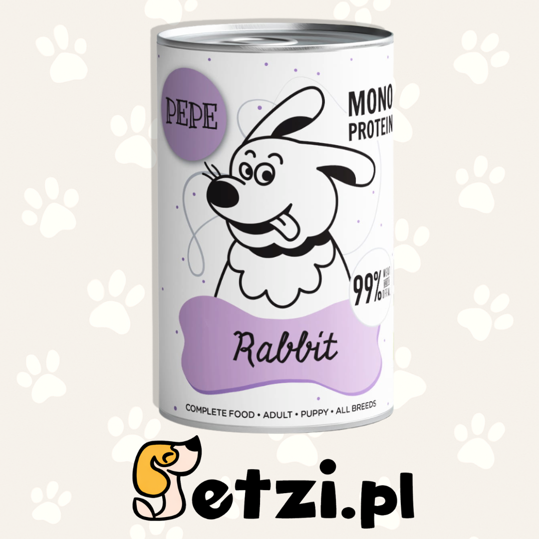 PAKA ZWIERZAKA PEPE MOKRA KARMA DLA PSA KRÓLIK 400G