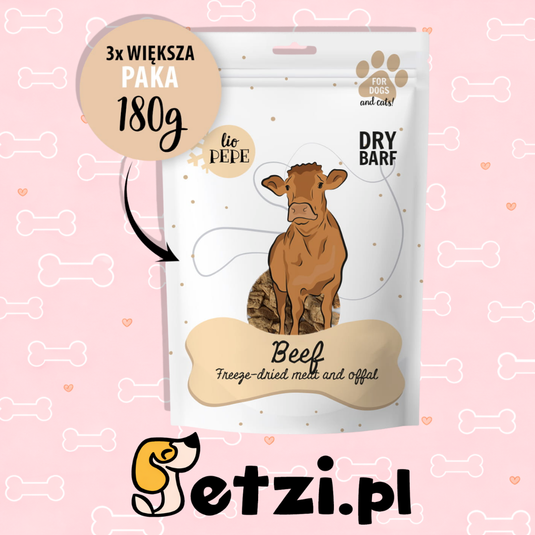 PAKA ZWIERZAKA PEPE PRZYSMAKI DLA PSA LIO WOŁOWINA (MIĘSO) XL 180G