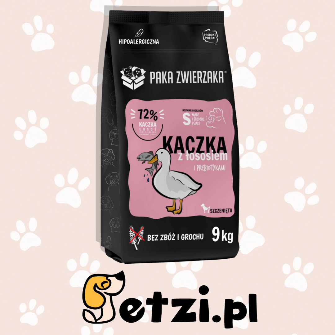 PAKA ZWIERZAKA PUPPY SUCHA KARMA DLA PSA KACZKA Z ŁOSOSIEM 9KG