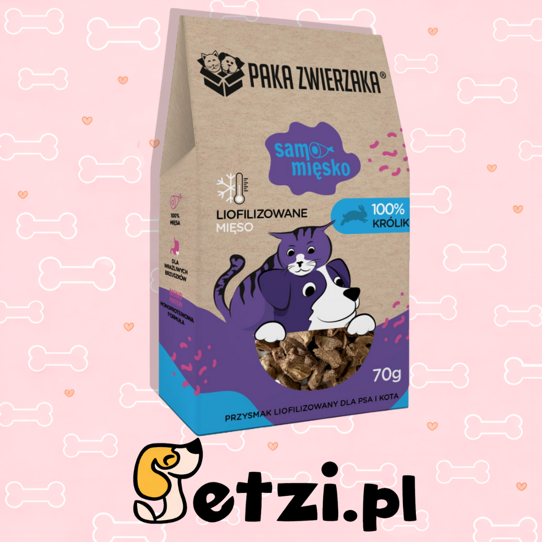 PAKA ZWIERZAKA SAMO MIĘSKO PRZYSMAKI DLA PSA LIO KRÓLIK 70G