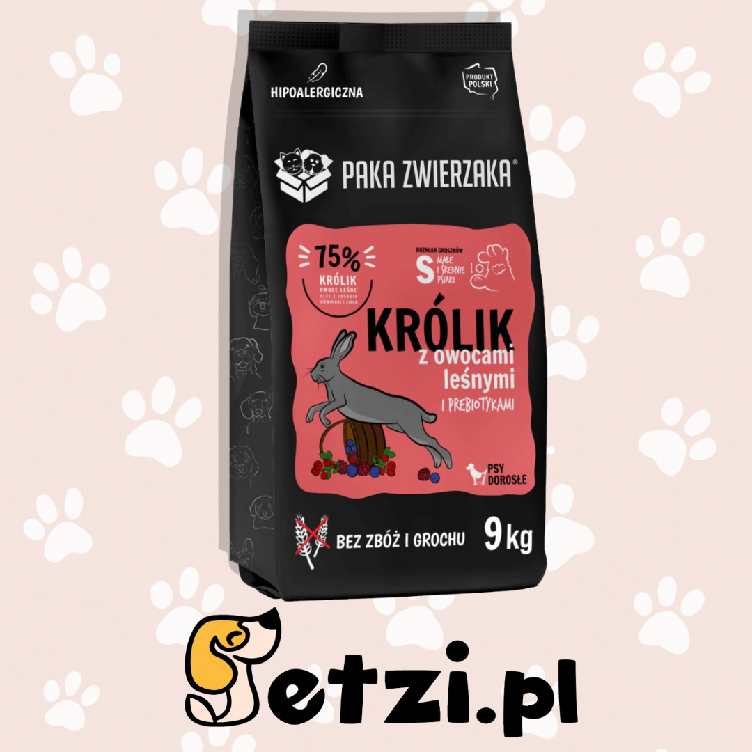 PAKA ZWIERZAKA SUCHA KARMA DLA PSA KRÓLIK Z OWOCAMI LEŚNYMI S 9KG