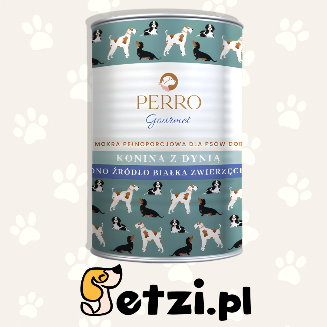 PERRO GOURMET JUNIOR MOKRA KARMA DLA PSA KONINA Z DYNIĄ 400G