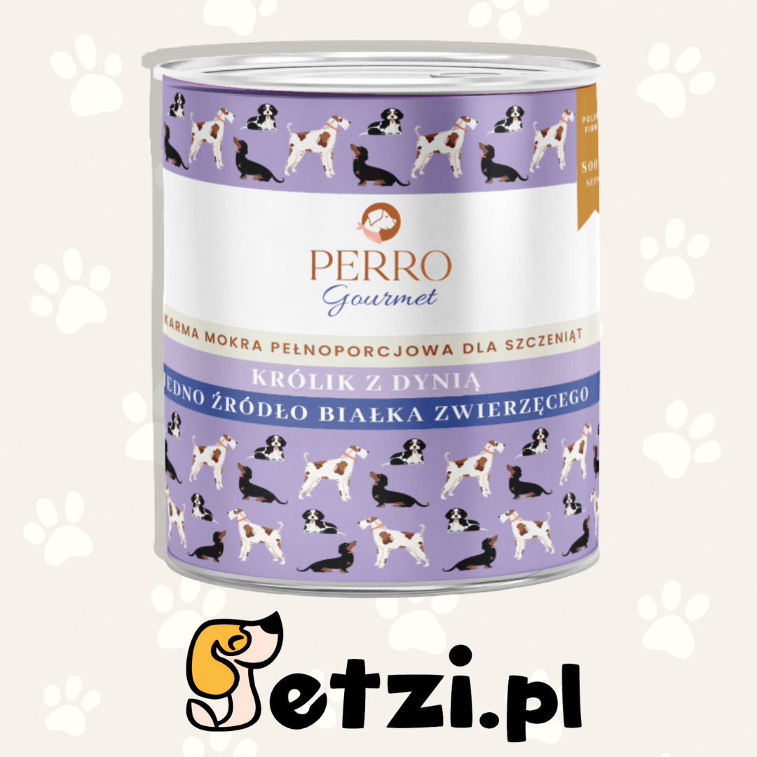 PERRO GOURMET JUNIOR MOKRA KARMA DLA PSA KRÓLIK Z DYNIĄ 800G