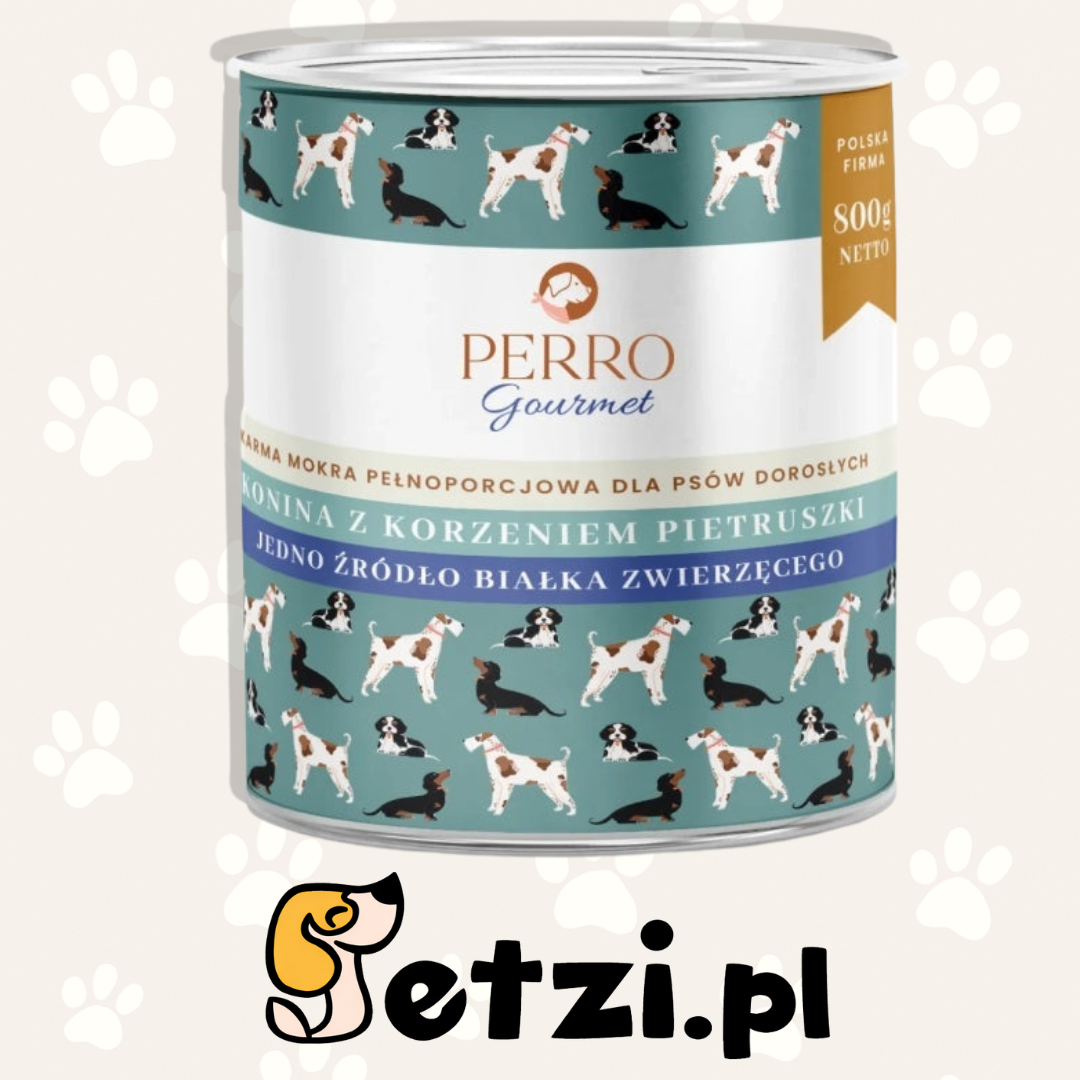 PERRO GOURMET MOKRA KARMA DLA PSA KONINA Z KORZENIEM PIETRUSZKI 800G