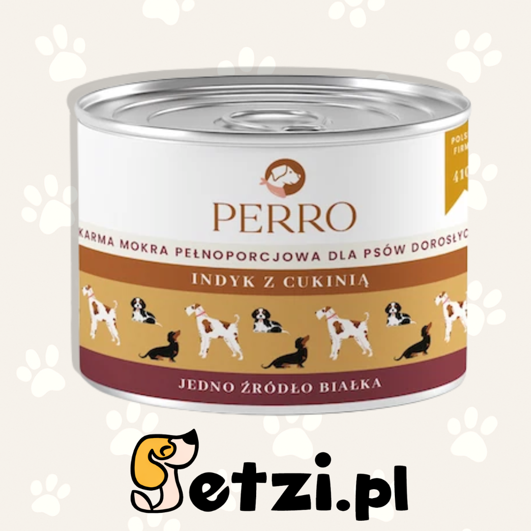 PERRO MOKRA KARMA DLA PSA INDYK Z CUKINIĄ 410G