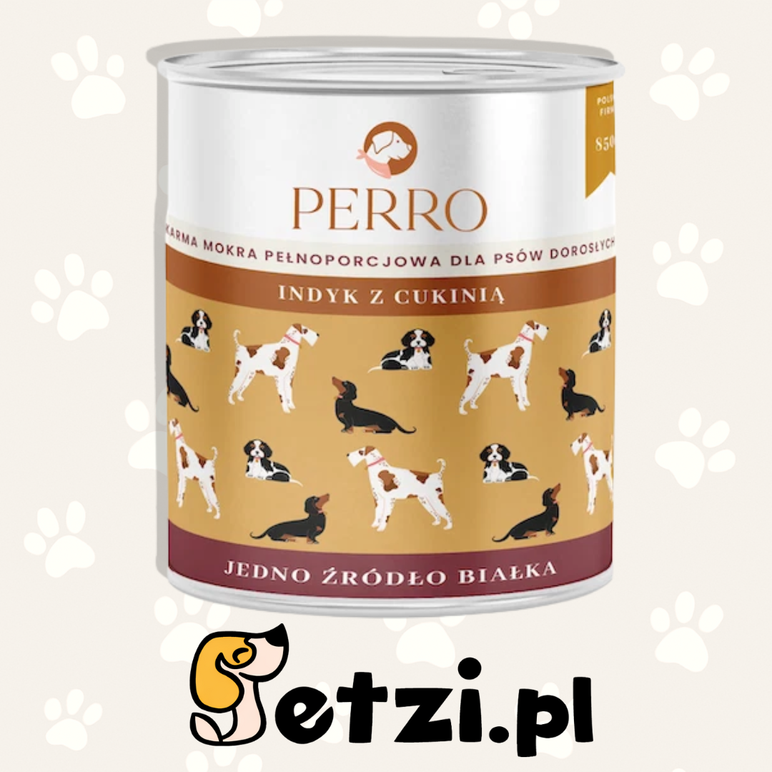 PERRO MOKRA KARMA DLA PSA INDYK Z CUKINIĄ 850G
