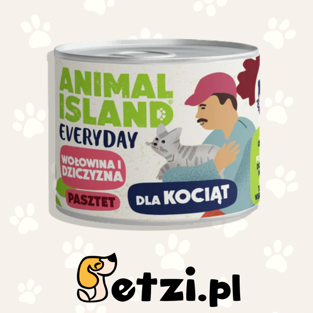 ANIMAL ISLAND MOKRA KARMA KOT EVERYDAY KITTEN WOŁOWINA Z DZICZYZNĄ 185G