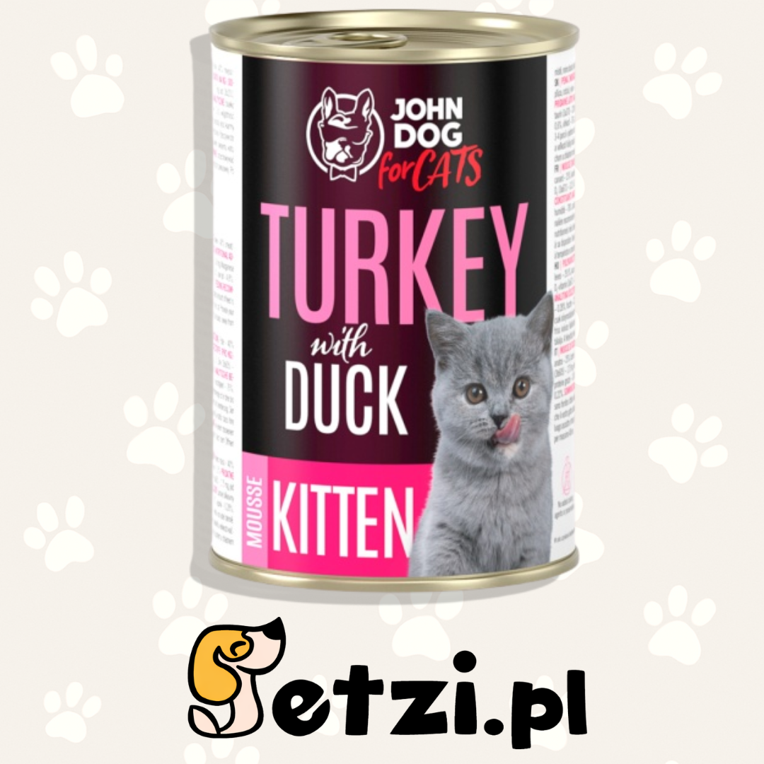 JOHN DOG MOKRA KARMA KOT KITTEN MUS INDYK I KACZKA 400 G