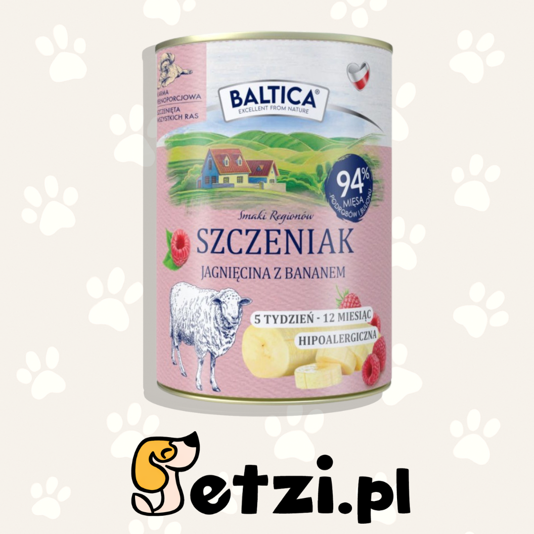 BALTICA SMAKI REGIONÓW JUNIOR MOKRA KARMA PIES JAGNIĘCINA Z BANANEM 400G