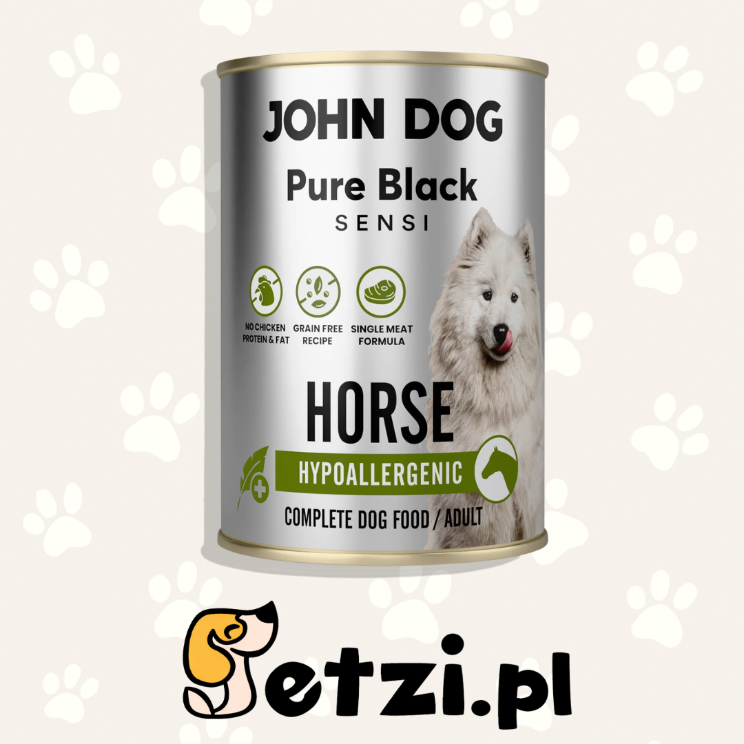 JOHN DOG PURE BLACK SENSI MOKRA KARMA PIES HYPOALLERGENIC HORSE 400G