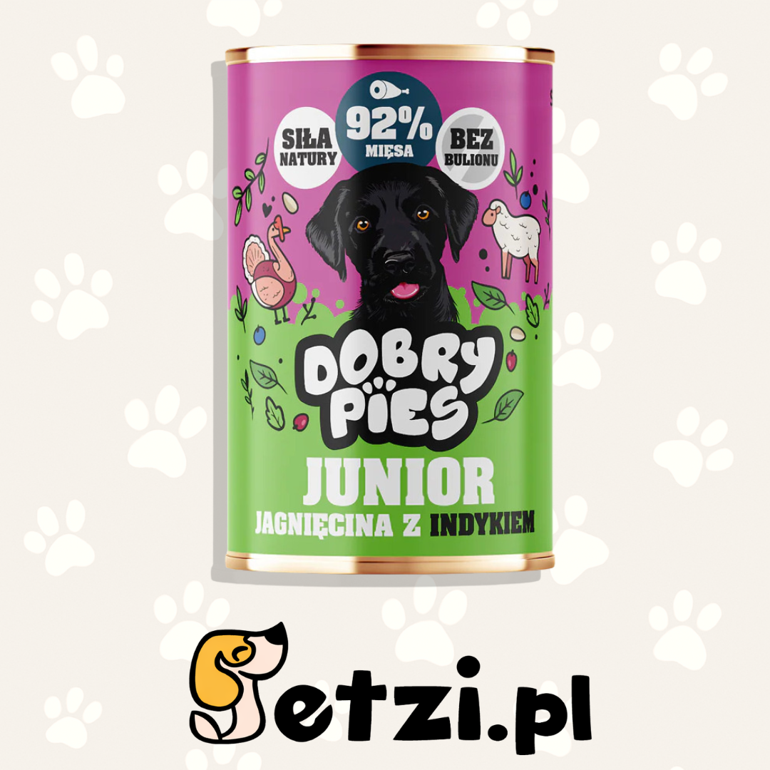 DOBRY PIES JUNIOR MOKRA KARMA PIES JAGNIĘCINA Z INDYKIEM 400G
