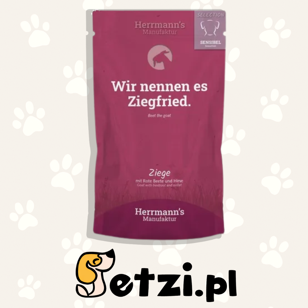HERRMANNS MANUFAKTUR SELECTION MOKRA KARM PIES ZIEGE KOZINA Z BURAKIEM 150G