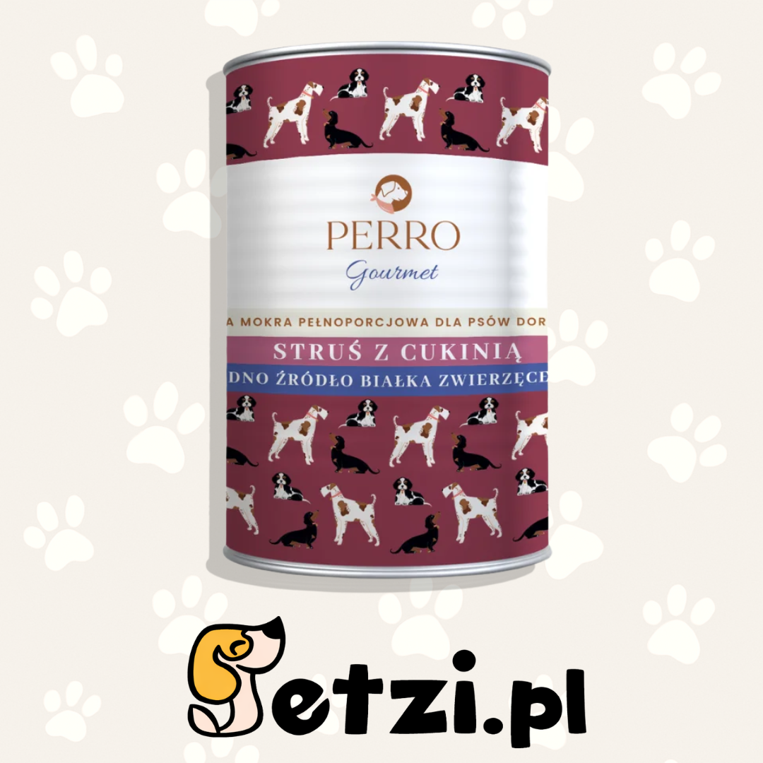 PERRO GOURMET MOKRA KARMA PIES STRUŚ Z CUKINIĄ 400G