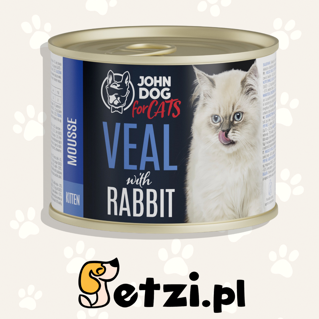 JOHN DOG MOKRA KARMA KOT KITTEN MUS CIELĘCINA I KRÓLIK 200 G