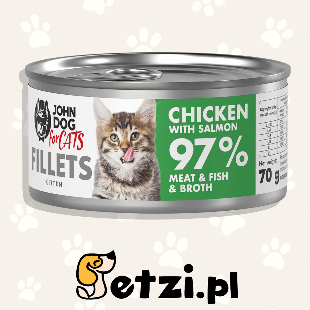 JOHN DOG MOKRA KARMA KOT KITTEN FILETY KURCZAK Z ŁOSOSIEM 70 G