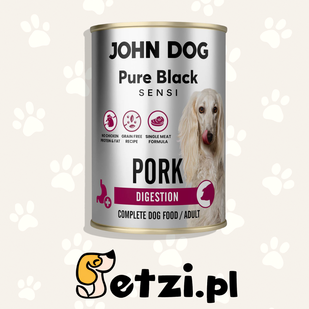 JOHN DOG PURE BLACK SENSI MOKRA KARMA PIES DIGESTION PORK 400G