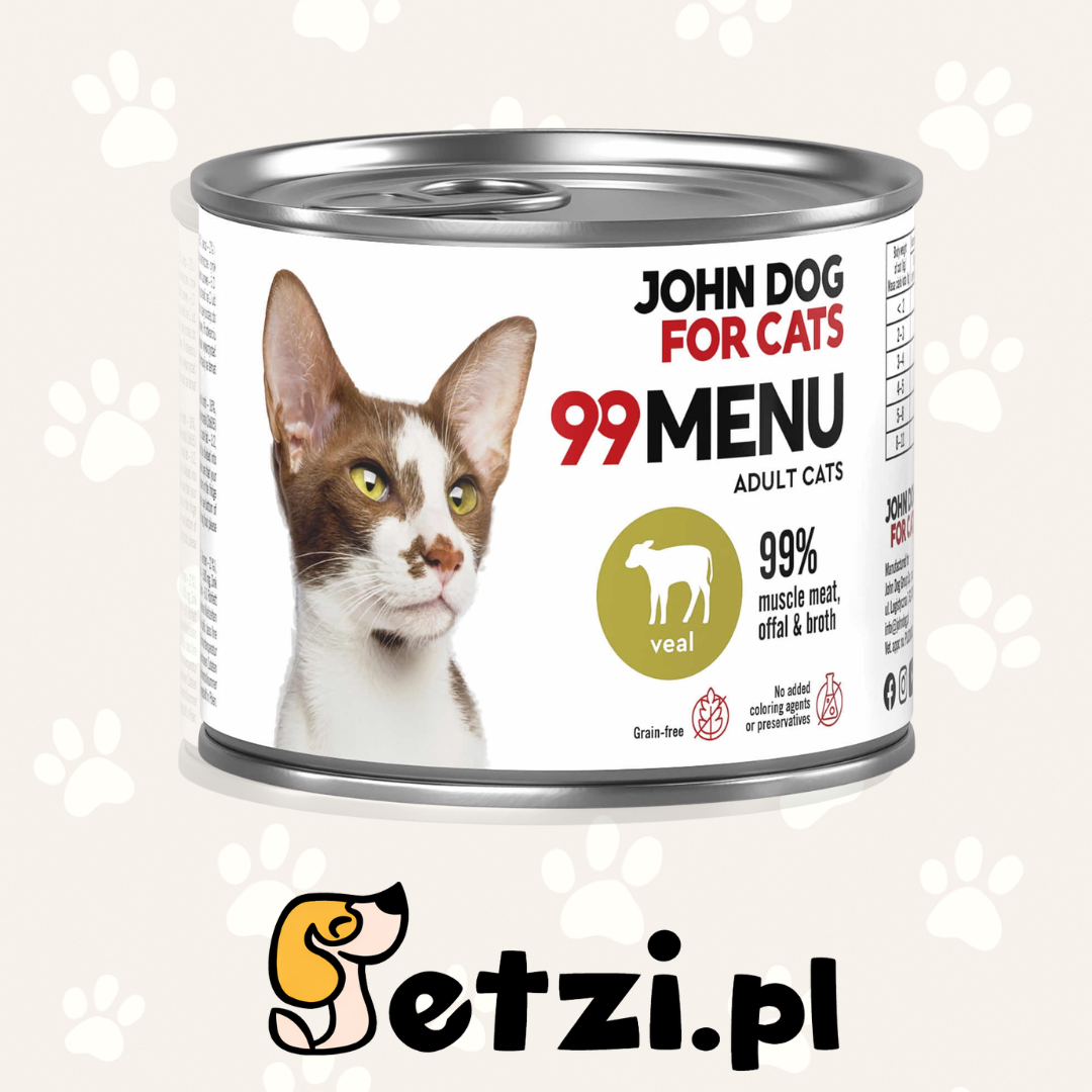 JOHN DOG 99MENU MOKRA KARMA KOT CIELĘCINA 200G