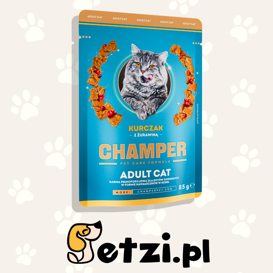 CHAMPER MOKRA KARMA KOT KURCZAK Z ŻURAWINĄ W SOSIE - SASZETKA 85G
