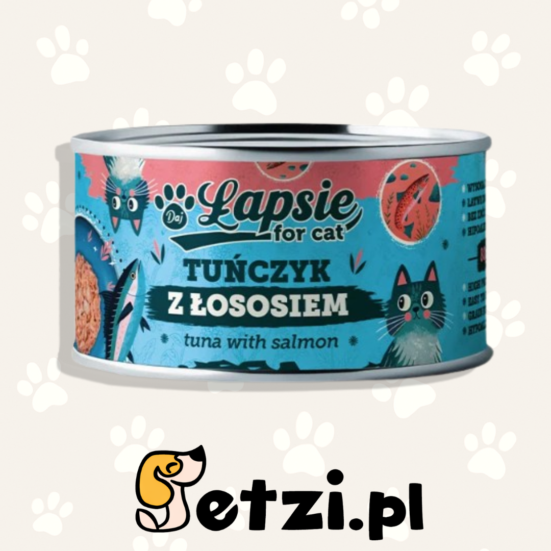 ŁAPSIE KOT TUŃCZYK Z ŁOSOSIEM W BULIONIE 80G