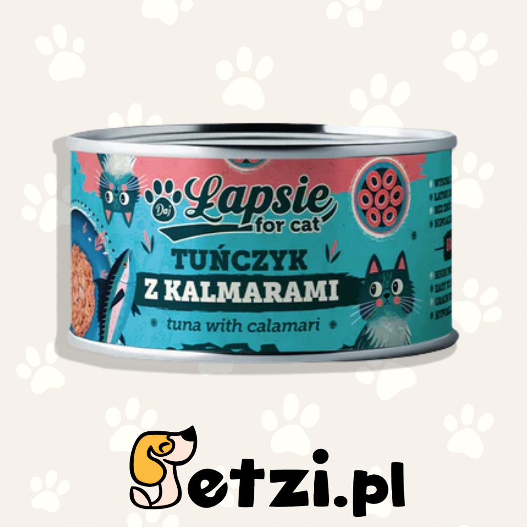 ŁAPSIE KOT TUŃCZYK Z KALMARAMI W BULIONIE 80G