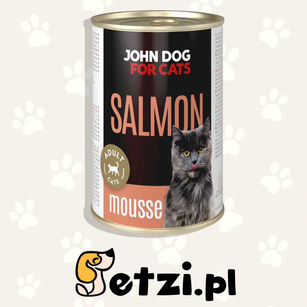 JOHN DOG FOR CATS MOUSSE MOKRA KARMA KOT ŁOSOŚ 400G