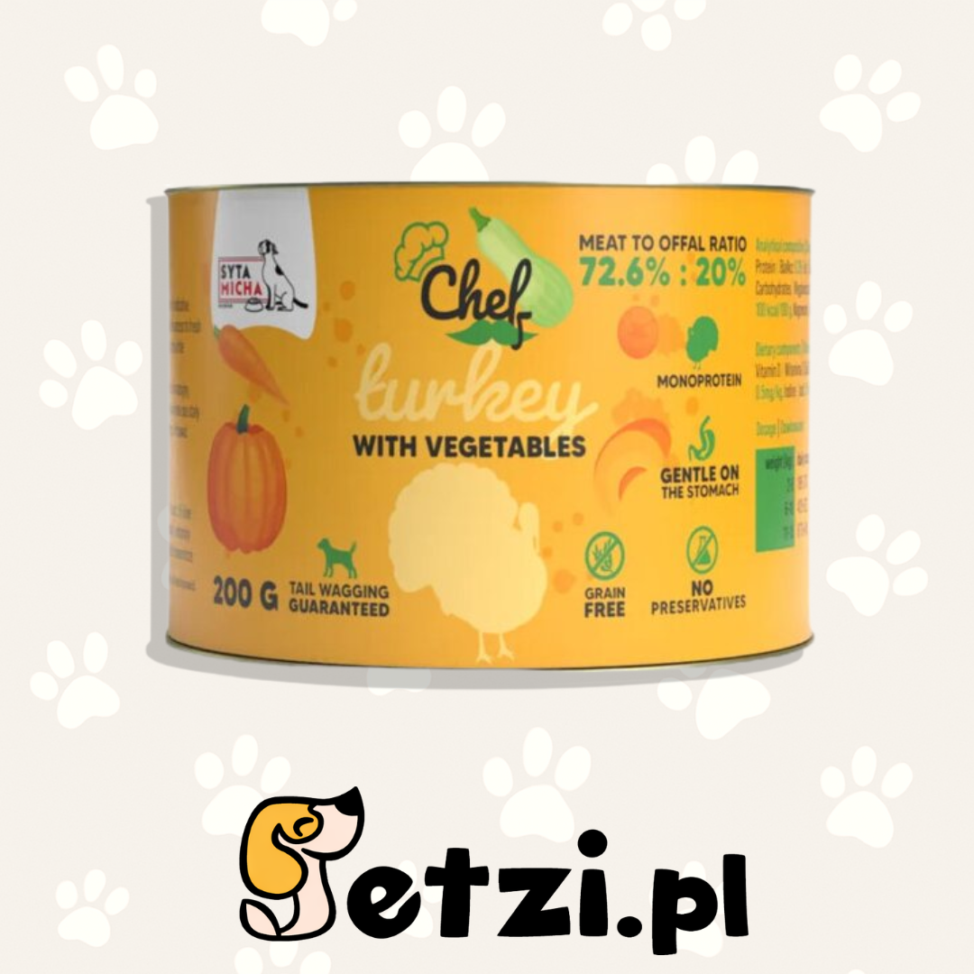 SYTA MICHA CHEF MOKRA KARMA PIES INDYK Z WARZYWAMI 200G