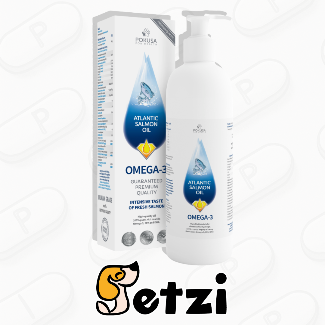 POKUSA OLEJ ATLANTIC SALMON 300 ML - NATURALNY OLEJ Z ŁOSOSIA ATLANTYCKIEGO